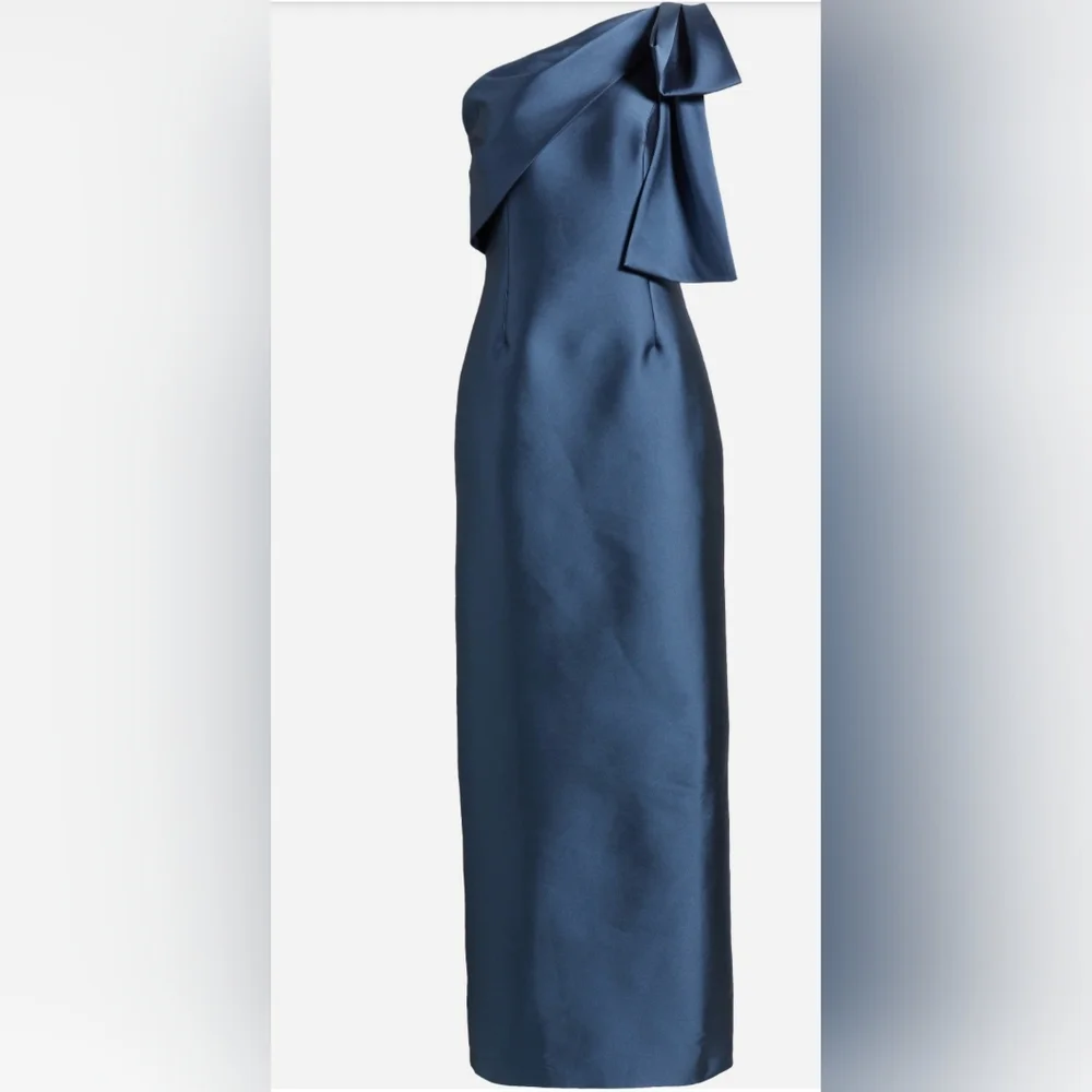 Sachin & Babi Bonnie Bonnie Bow Shoulder Gown in Steel Blue - Picture 4 of 4